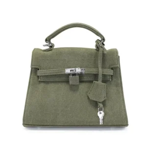 H005 Custom Army Green Canvas Vintage Handbag Tote Women Shoulder Kelly Bag