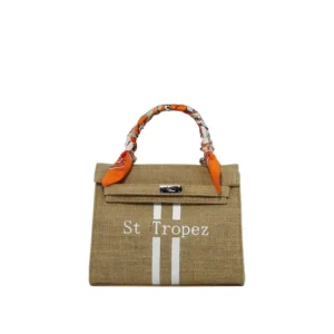 H007 Linen Casual Belt Cover Buckle Silk Scarf Kelly Jute Tote Shoulder Bag