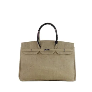 H011 Handmade Burlap / Jute Handbag Large size with bandana