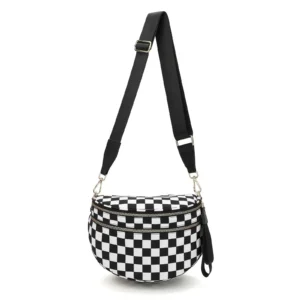 6531 Spacious Checkered Nylon Crossbody Bag Bum Bag Handbags Wallets for Women