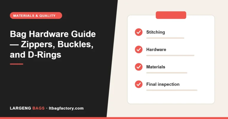Bag Hardware Guide — Zippers, Buckles, and D-Rings: What to Specify When Ordering