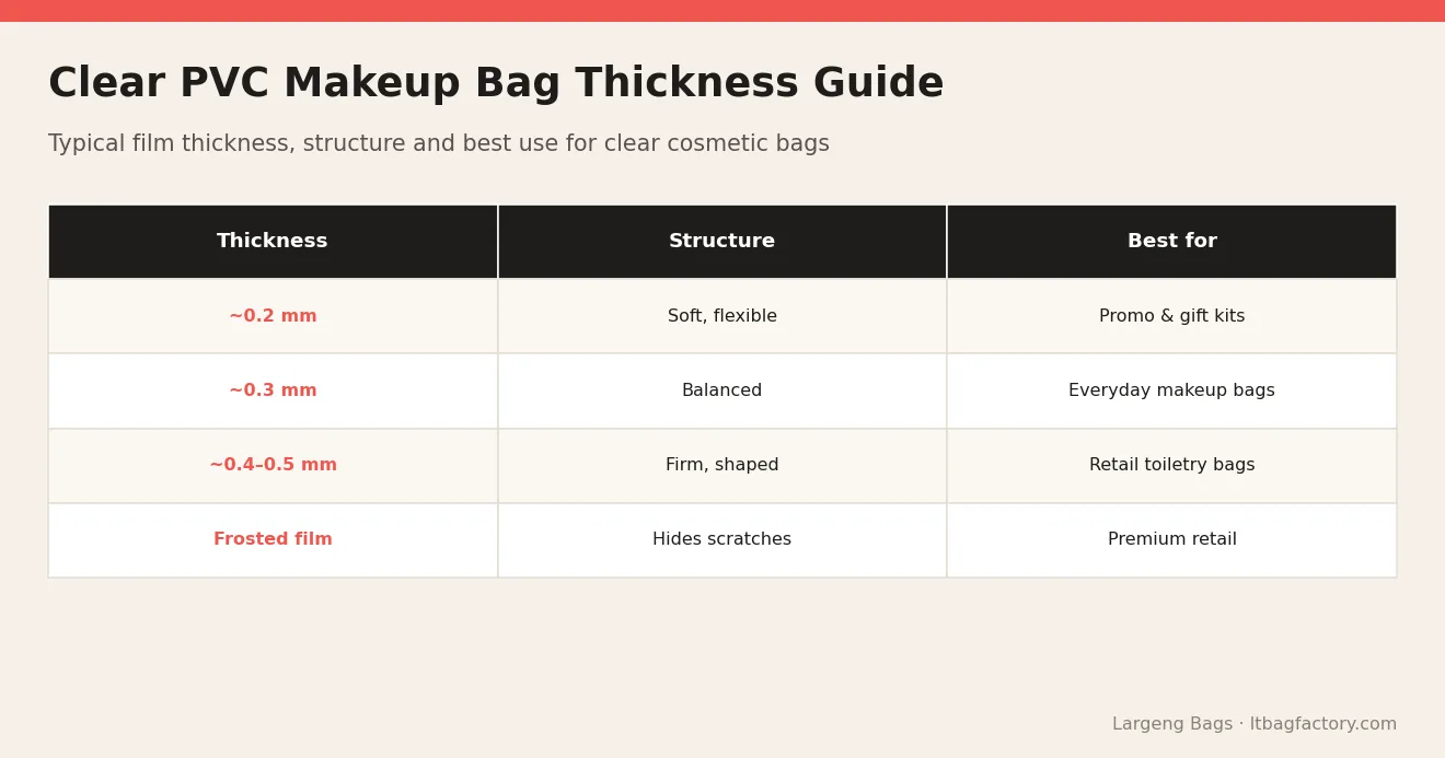 Clear PVC Makeup Bag Thickness Guide – Clear PVC Makeup Bag Manufacturer: Materials, Thickness and Custom Options