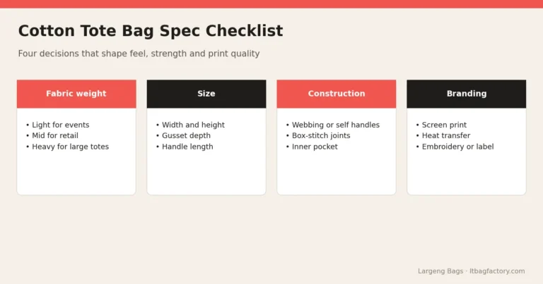 Cotton Tote Bag Spec Checklist – Custom Cotton Tote Bags Producer Guide: GSM, Sizes and Printing