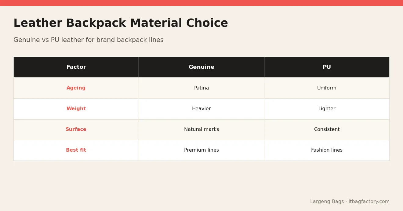 Leather Backpack Material Choice – Leather Backpack Manufacturer: Genuine and PU Leather Backpacks for Brands