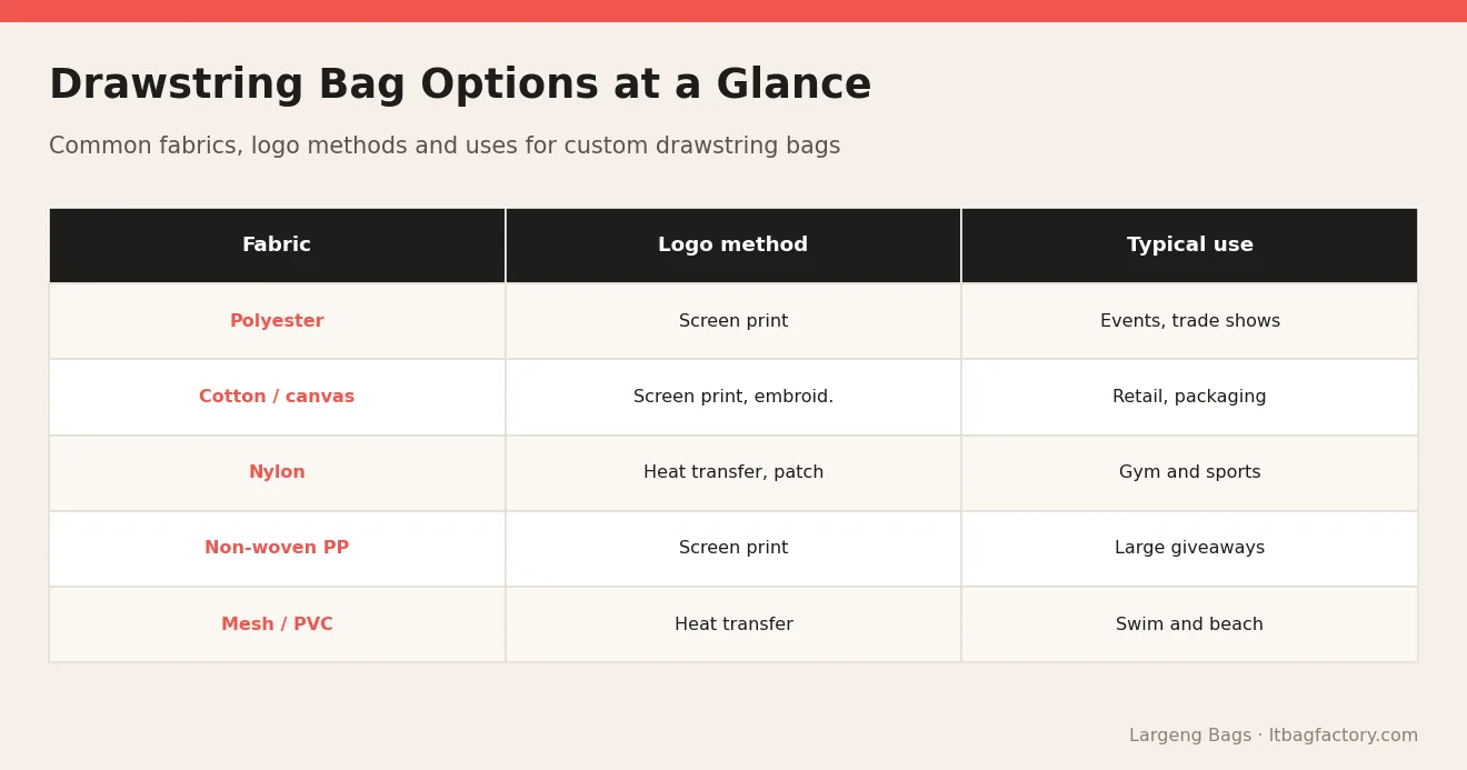 Drawstring Bag Options at a Glance